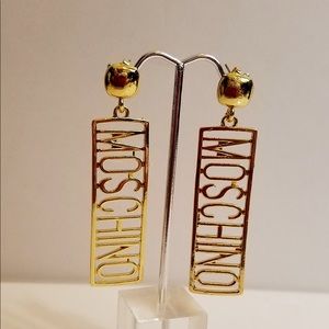 Vintage 90's Moschino Logo Dangle Earrings